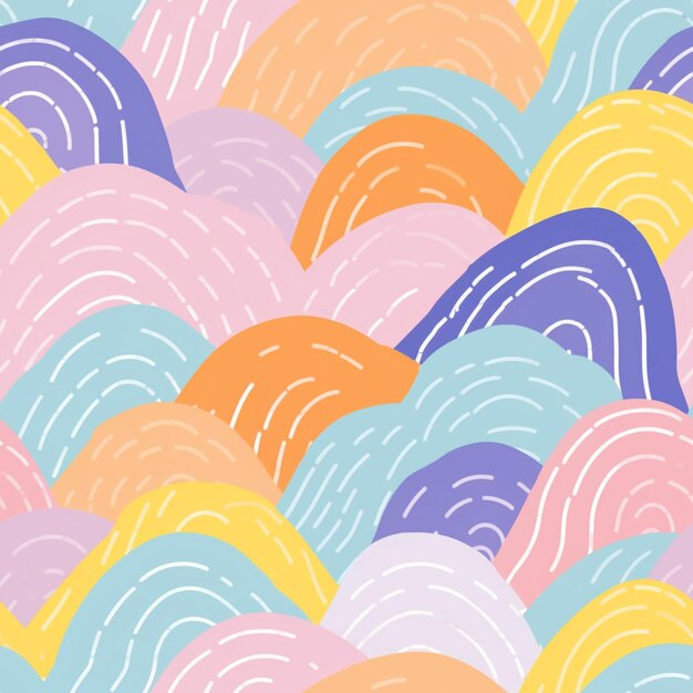 Photo a close up of a colorful pattern of wavy shapes generative ai