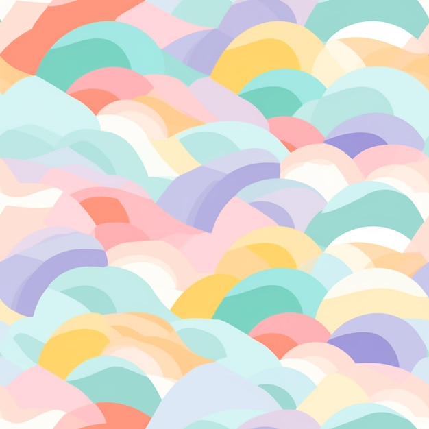 Photo a close up of a colorful pattern of wavy shapes generative ai