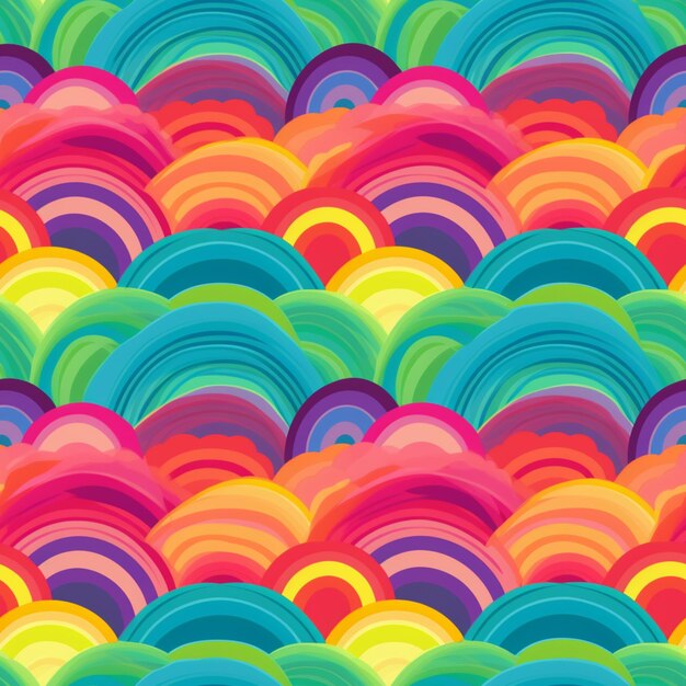 a close up of a colorful pattern of wavy waves generative ai