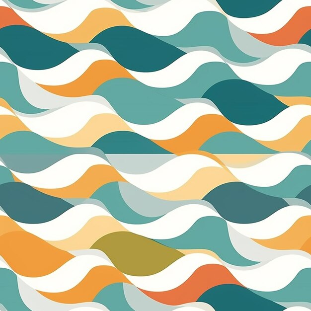 Photo a close up of a colorful pattern of wavy waves generative ai