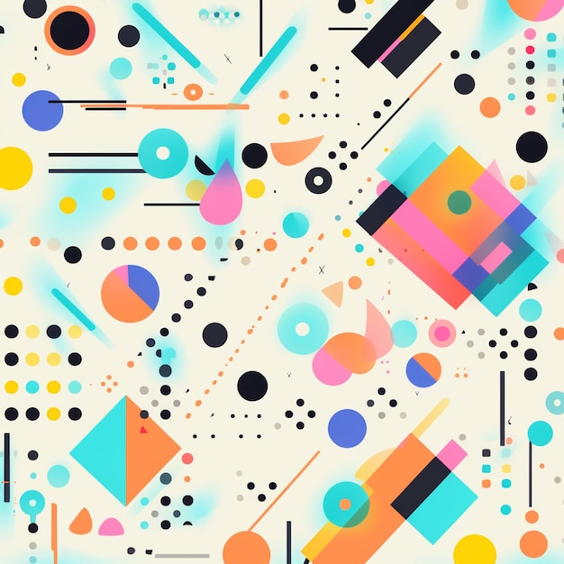 a close up of a colorful pattern with circles and shapes generative ai