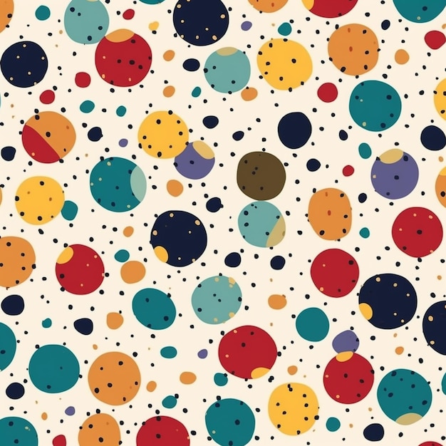 A close up of a colorful pattern with dots and circles generative ai