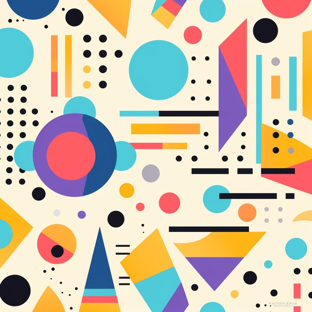 a close up of a colorful pattern with geometric shapes generative ai