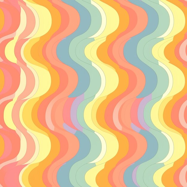 a close up of a colorful pattern with wavy lines generative ai