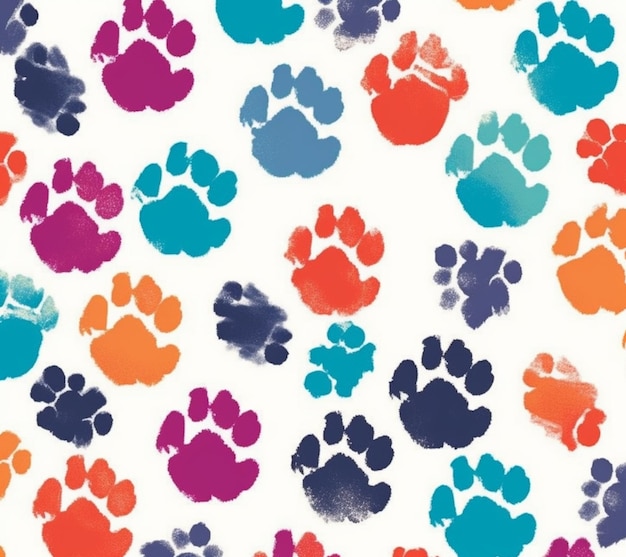 Photo a close up of a colorful paw print on a white background generative ai