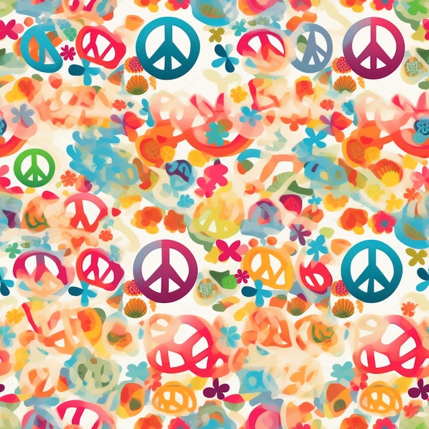 A close up of a colorful peace sign pattern on a white background generative ai