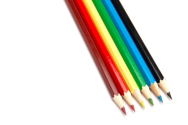 Close up on colorful pencils isolated