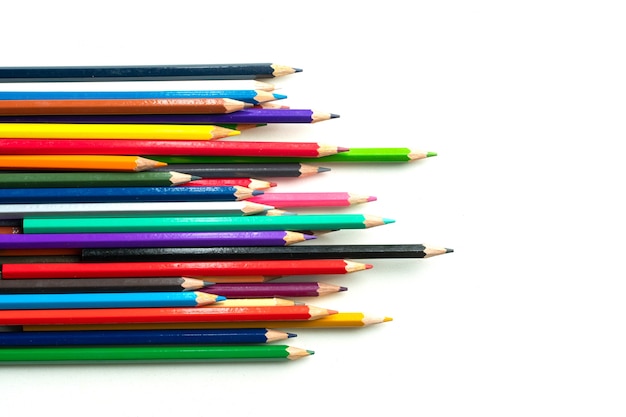 Close up of colorful pencils with copy space