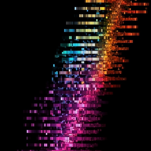 Photo a close up of a colorful pixel pattern on a black background generative ai