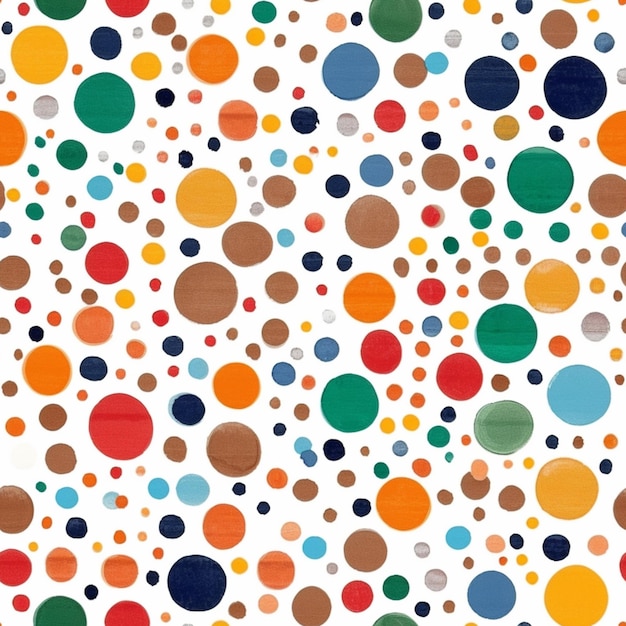 A close up of a colorful polka dot pattern on a white background generative ai