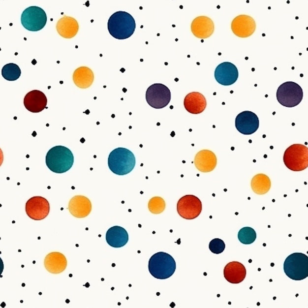 a close up of a colorful polka dot pattern on a white background generative ai