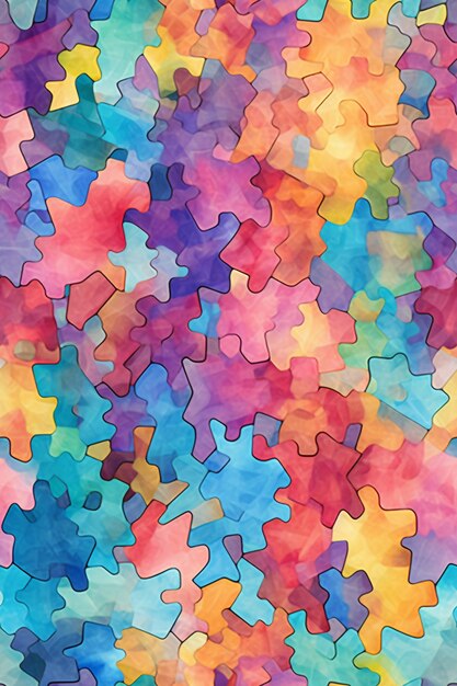 a close up of a colorful puzzle piece background with a lot of missing pieces generative ai