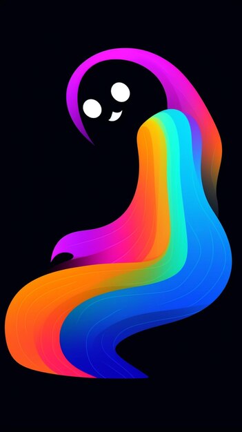 A close up of a colorful rainbow colored object on a black background generative ai