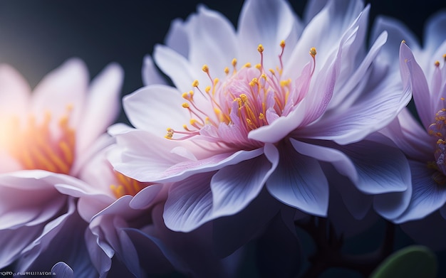 A close up of a colorful sakura flowers