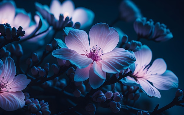 A close up of a colorful sakura flowers