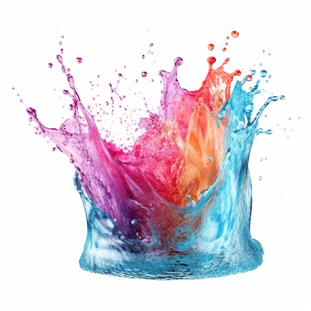 a close up of a colorful splash of water on a white surface generative ai