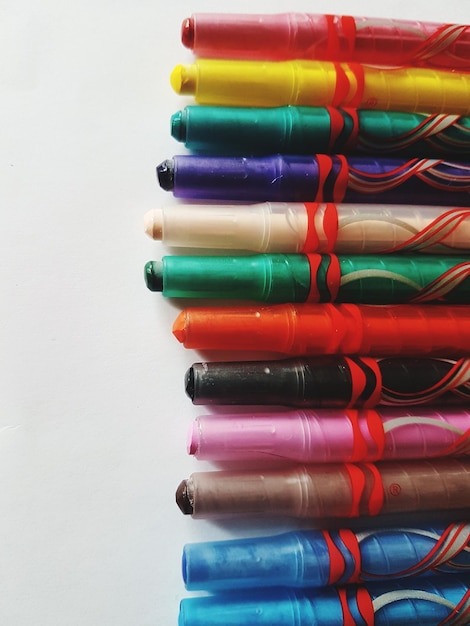 close-up of colorful stack