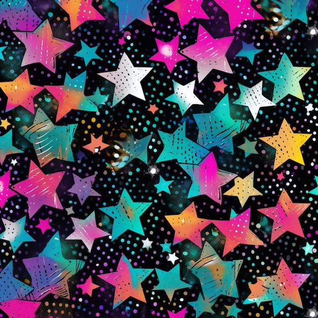 A close up of a colorful star pattern on a black background generative ai