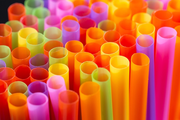 Close up of colorful straws