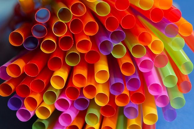 Close up of colorful straws