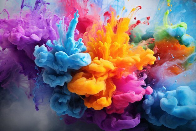 A close up of a colorful substance of paint in the air generative ai