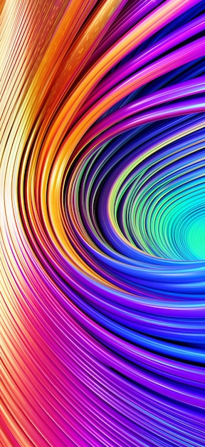 A close up of a colorful swirl of lines on a black background generative ai