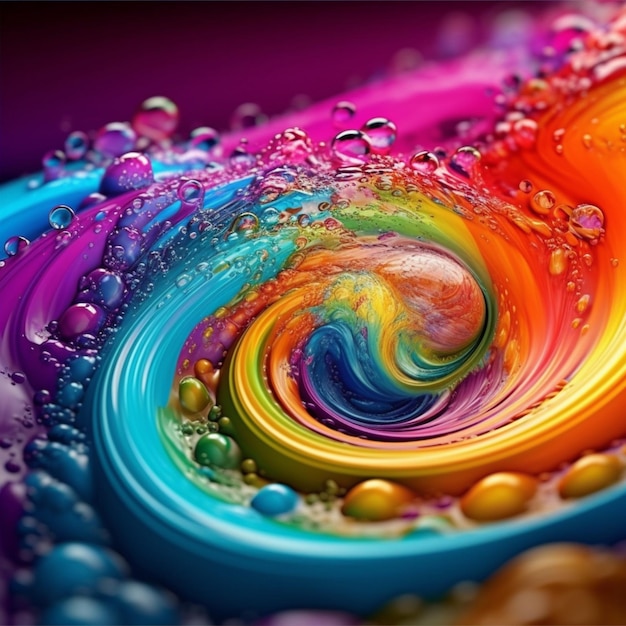 A close up of a colorful swirl of water and bubbles generative ai