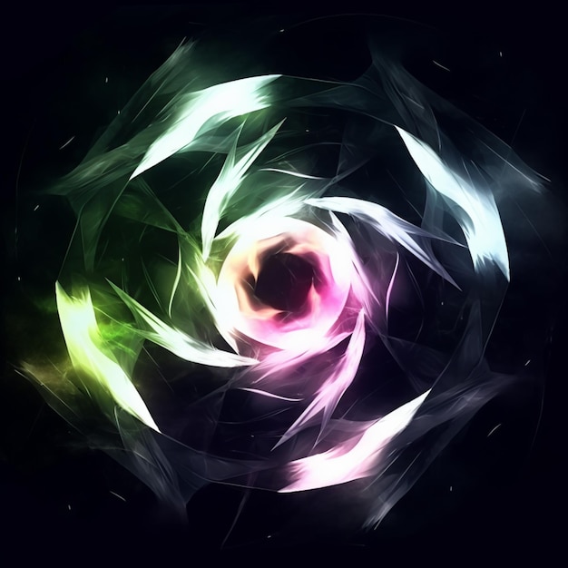 A close up of a colorful swirl with a black background generative ai