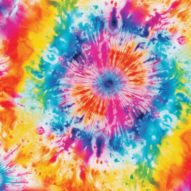 A close up of a colorful tie dye background with a circular design generative ai