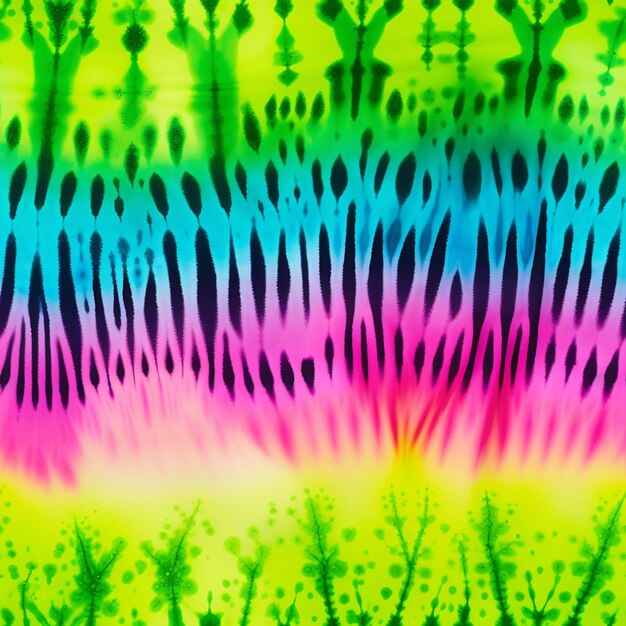 A close up of a colorful tie dye background with a zebra print generative ai