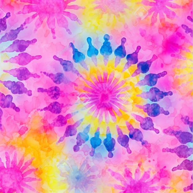 A close up of a colorful tie dye pattern with many different colors generative ai