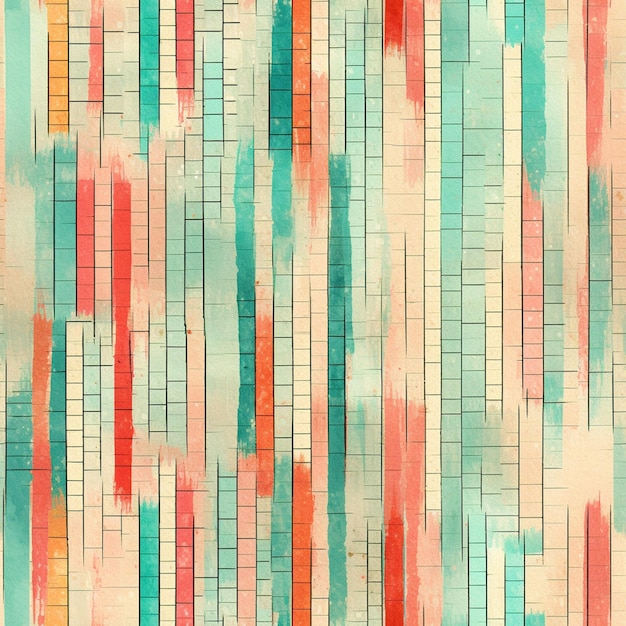 a close up of a colorful tiled wall with a red and blue stripe generative ai