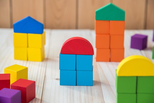 Close-up of colorful toy on wood