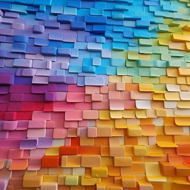 A close up of a colorful wall made of paper squares generative ai