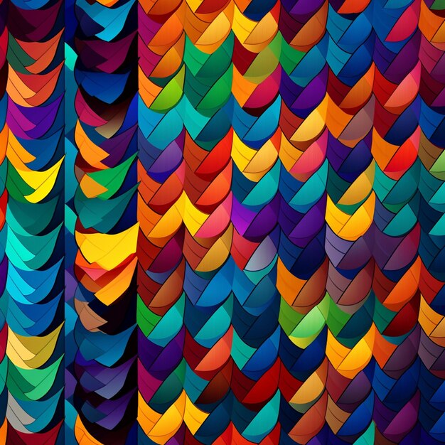 a close up of a colorful wall with many different colored shapes generative ai