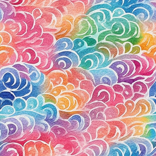 A close up of a colorful watercolor background with swirls generative ai