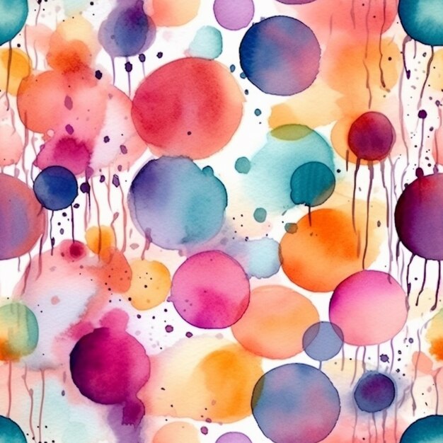 A close up of a colorful watercolor painting of a bunch of bubbles generative ai