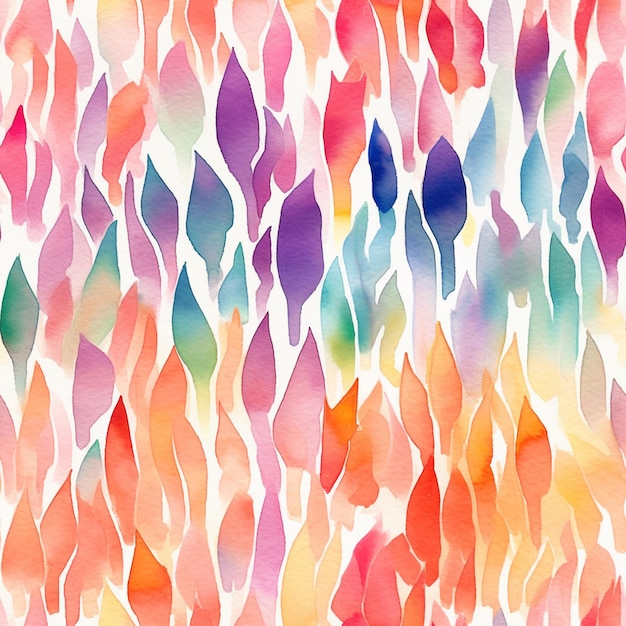A close up of a colorful watercolor painting of a bunch of leaves generative ai