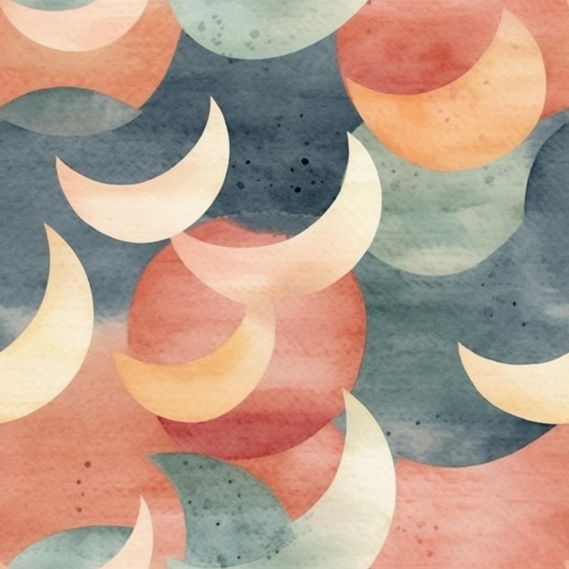 A close up of a colorful watercolor painting of a crescent generative ai