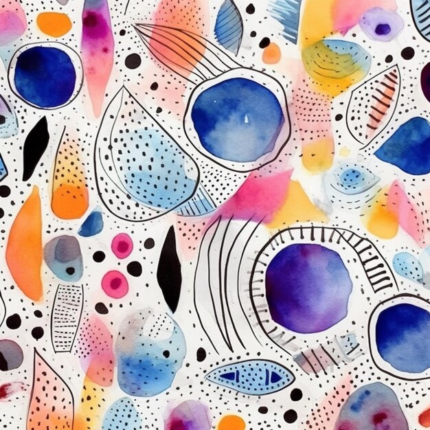 A close up of a colorful watercolor painting of fish generative ai