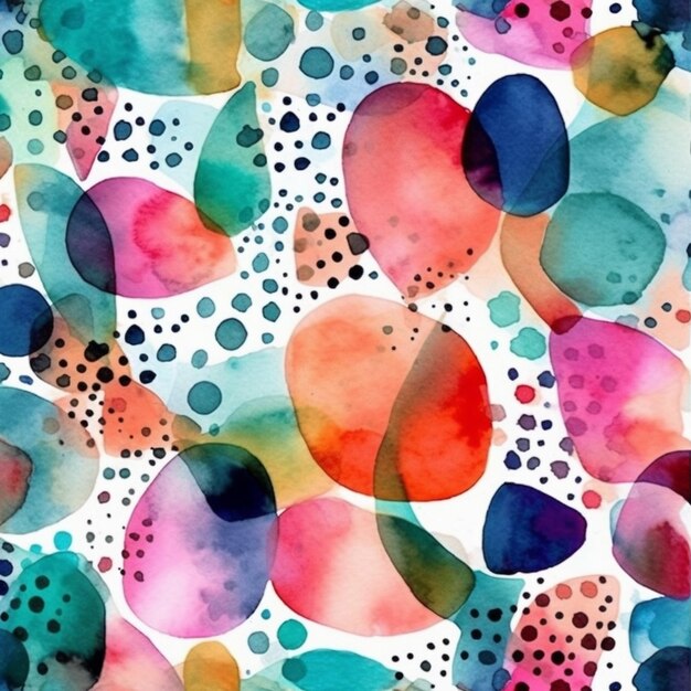 A close up of a colorful watercolor painting of a pattern generative ai