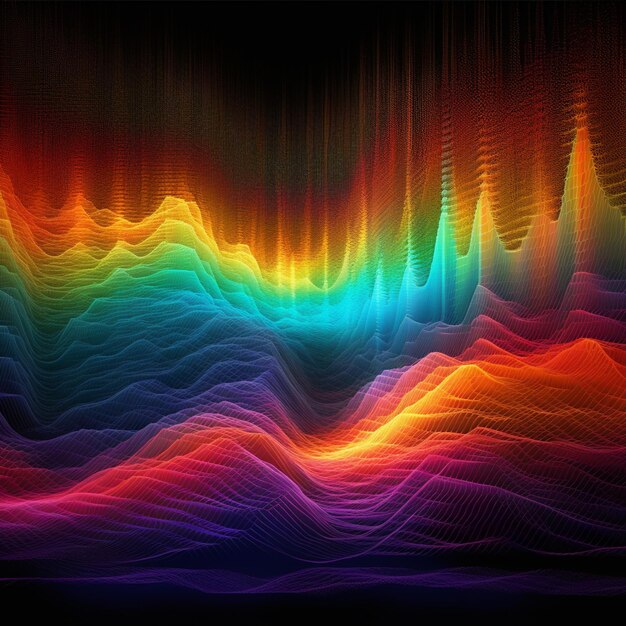 Photo a close up of a colorful wave pattern on a black background generative ai