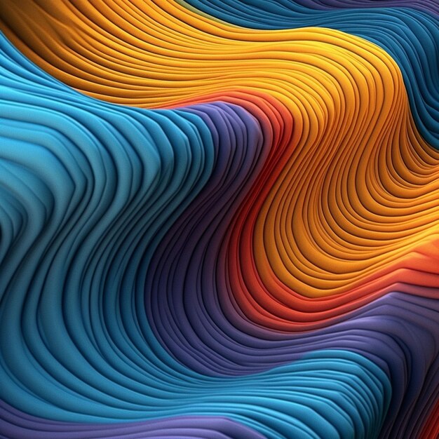 a close up of a colorful wave pattern with a black background generative ai
