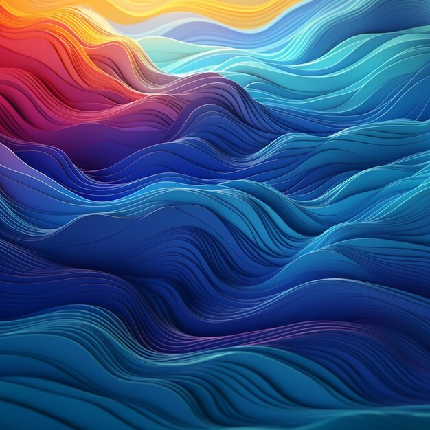 A close up of a colorful wave pattern with a sky background generative ai