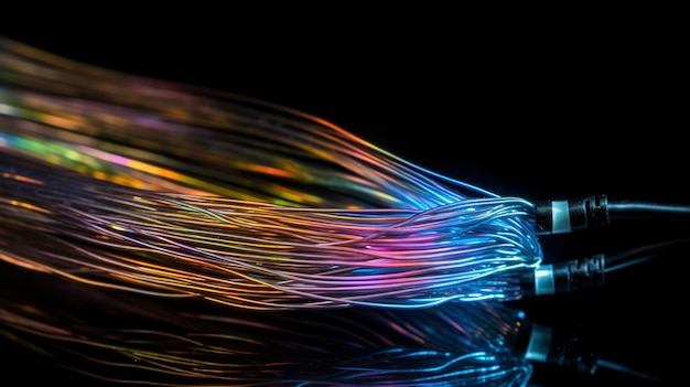 A close up of a colorful wire with the word light on it