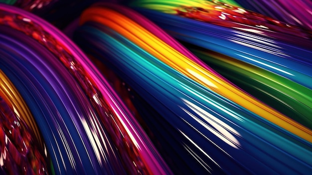 Крупный план разноцветных проводов со словом "радуга" внизу.