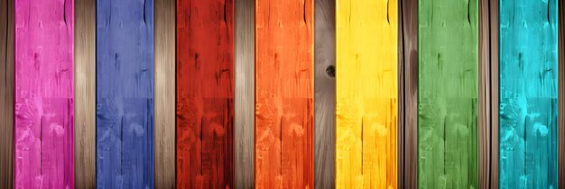 a close up of a colorful wooden wall with a black background Generative AI