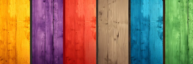 a close up of a colorful wooden wall with a white background Generative AI