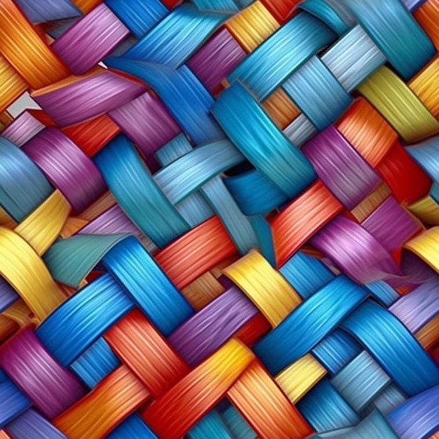 a close up of a colorful woven basket with a lot of colors generative ai