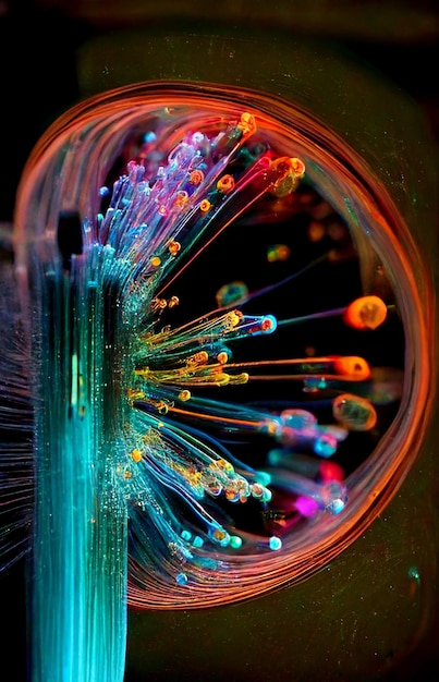 Close up of colorfully colored fiber generative ai